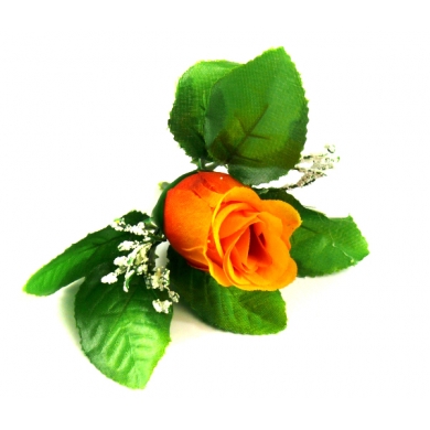 GR125 Róża w pąku - główka z liściem Orange Yellow